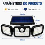 Luminária Solar LED Ultra Potente 3 Heads com Sensor de Movimento 3 Modos Prova D’Água - Image 7