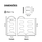 Saco de Dormir Solteiro para Camping Viagem Confortavel Termico Leve Ar Livre 1,7KG 0-5 C Cobertor 1 pessoa - Image 2