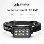 Lanterna Frontal LED Recarregável USB-C 8 LEDs Sensor de Movimento Camping Trilha