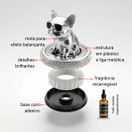 Aromatizador Automotivo Bulldog Prata Luxo Difusor Decorativo Perfume Painel Carro - Image 4
