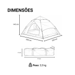 Barraca Automática Camada Dupla Camping Praia Parque Impermeável com Proteção UV e Ventilação Bege - Image 10