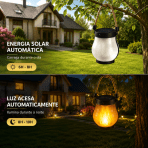 Lanterna Decorativa Solar  LED 2 Modos Luz Quente e Fogo Realista Recarregável - Image 5