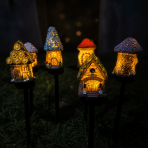 Luminária Solar Jardim LED Casa Resina Decorativa Prova d’Água Luz Quente Externa