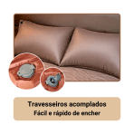 Colchao Inflavel Automatico Casal 192x133cm PVC com Travesseiro Bege para Camping Viagem - Image 7