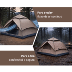 Barraca Automática Camada Dupla Camping Praia Parque Impermeável com Proteção UV e Ventilação Bege - Image 8