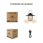 Lanterna LED Camping TCL Recarregável USB 60H Retro IPX4 Portátil com Gancho e Luz Ambiente - Image 7