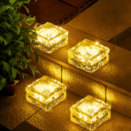 Luminária Solar LED Estilo Gelo Decorativa Jardim Prova d’Água Sem Fio Automática