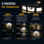 Luminária Solar LED Ultra Potente 3 Heads com Sensor de Movimento 3 Modos Prova D’Água - Image 4