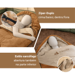 Saco de Dormir Solteiro para Camping Viagem Confortavel Termico Leve Ar Livre 1,7KG 0-5 C Cobertor 1 pessoa - Image 7