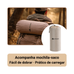 Colchao Inflavel Automatico Casal 192x133cm PVC com Travesseiro Bege para Camping Viagem - Image 9