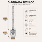 Pá Tática Multifuncional 10 em 1 Dobrável com Faca, Serra e Pederneira Sobrevivência Camping Carro - Image 5